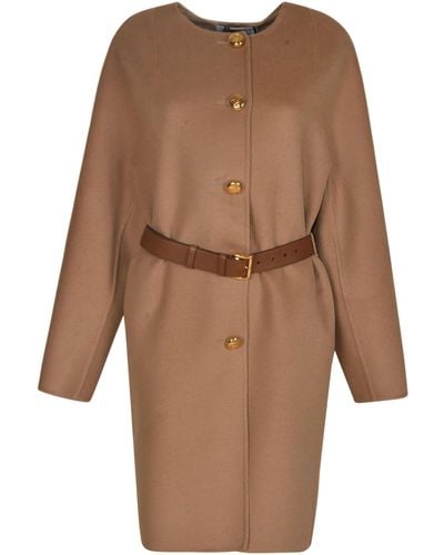 Prada Belted Buttoned Dress - Brown