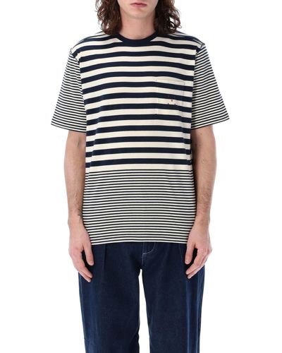 Pop Trading Co. Pop Striped Pocket T-Shirt - Blue