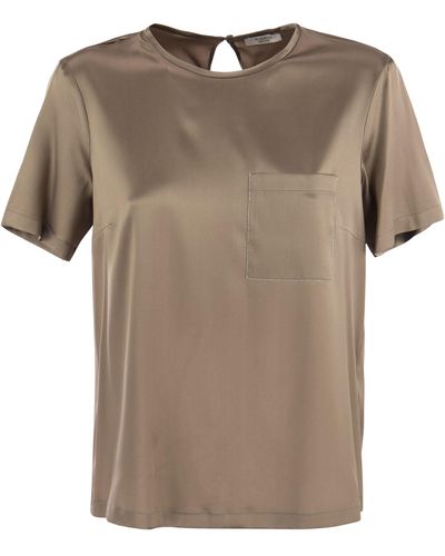 Peserico Silk Satin T-Shirt - Brown
