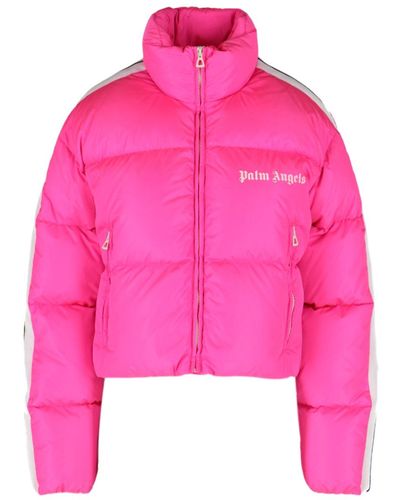 Palm Angels Crop Logo Down Jacket - Pink
