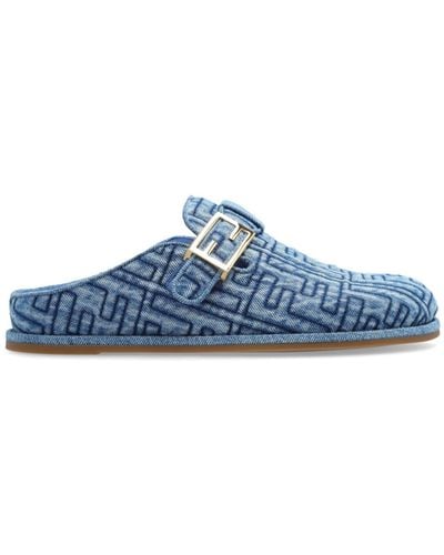 Fendi Slippers With Logo - Blue