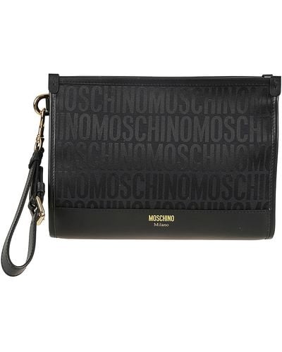 Moschino Monogrammed Clutch Bag - Black