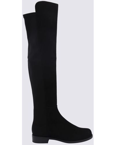 Stuart Weitzman Black Suede And Stretch 50/50 Boots