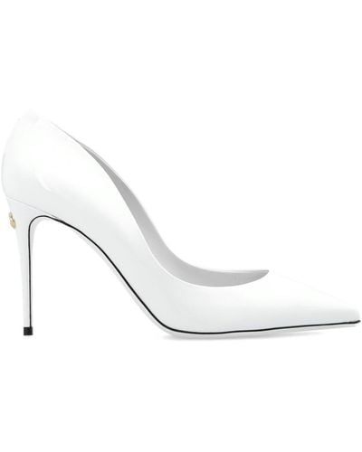Dolce & Gabbana Logo Plaque Pointed-Toe Court Shoes - White