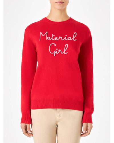 Mc2 Saint Barth Sweater With Material Girl Embroidery Niki Dj Special Edition - Red