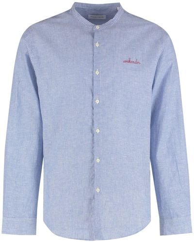Maison Labiche Embroidered Striped Cotton Shirt - Blue