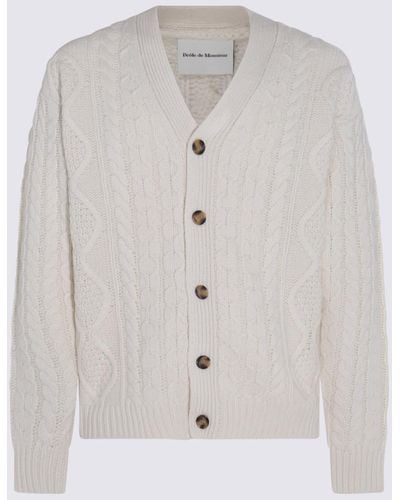 Drole de Monsieur Cream Wool Knitted Cardigan - White