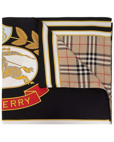 Burberry Graphic Printed Checked Scarf - Black