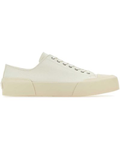 Jil Sander Ivory Canvas Trainers - Natural
