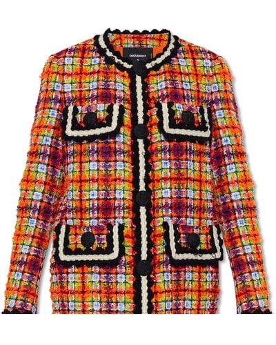 DSquared² Acid Bouclé Coat - Red