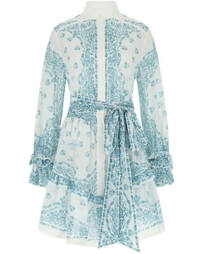 Alexandre Vauthier Printed Cotton Dress - Blue