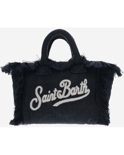 Mc2 Saint Barth Colette Terry Cloth Tote Bag With Embroidery - Black
