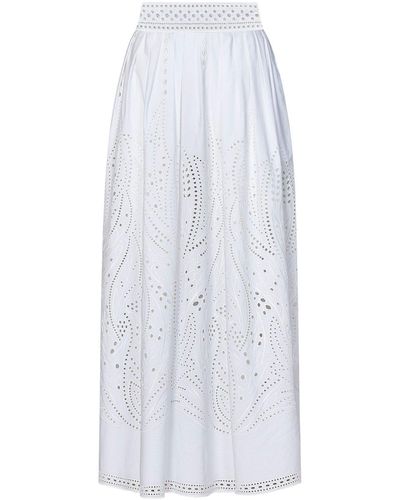 Alberta Ferretti Lace-Detail High Waist Maxi Skirt - White