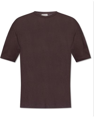 Saint Laurent Crewneck Short-sleeved T-shirt - Brown