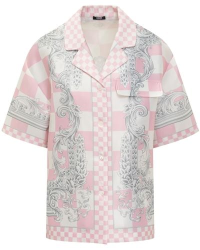 Versace Shirt With Baroque Pattern And Medusa - White