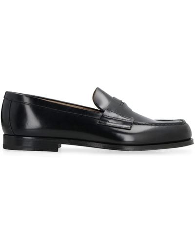 Prada Brushed Leather Loafers - Black
