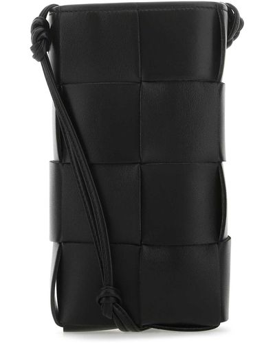 Bottega Veneta Leather Phone Case - Black