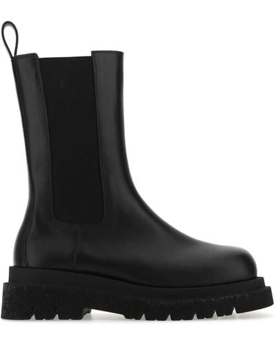 Bottega Veneta Leather Lug Ankle Boots - Black