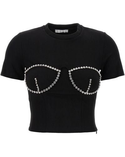 Area Crystal Bustier Cup T-shirt Black