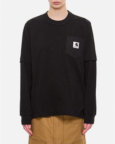 Sacai X Carhartt Wip L/S Cotton T-Shirt - Black