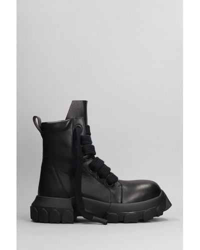 Rick Owens Jumbolaced Combat Boots In Black Leather