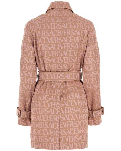 Versace Embroidered Polyester Blend Trench Coatâ - Pink