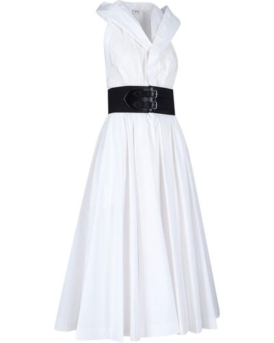 Alaïa Alaïa Archetypes Belt-waist Cotton-poplin Midi Dress - White