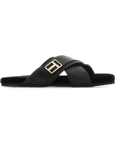 Tom Ford Black Leather Slippers