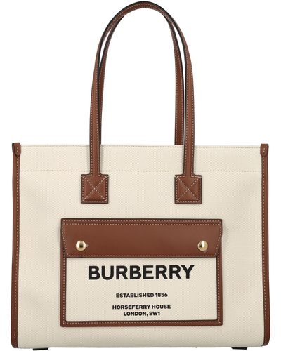 Burberry Logo-print Cotton-canvas Tote Bag - Natural