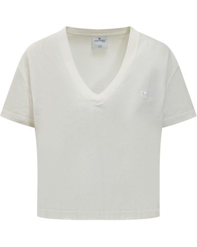 Courreges V-Neck Cropped T-Shirt - White