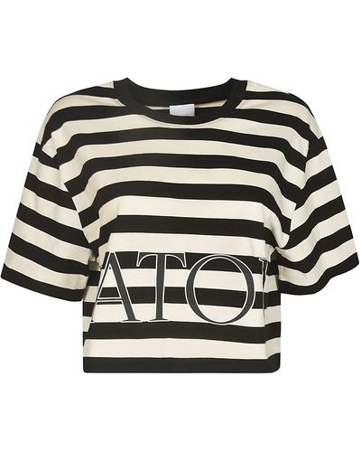 Patou Breton Striped Crop T-Shirt - Black