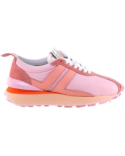 Lanvin Leather Suede Profile Lace-up Sneakers - Pink