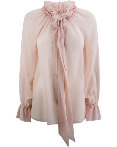 P.A.R.O.S.H. Sheer Georgette Blouse - Pink