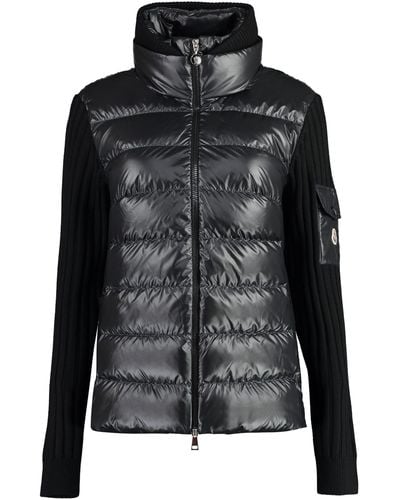 Moncler Cardigan With Padded Front Panel - Black