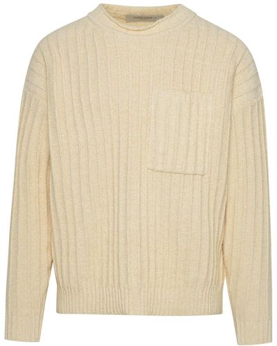 Golden Goose Ivory Cotton Ribbed Sweater - Natural