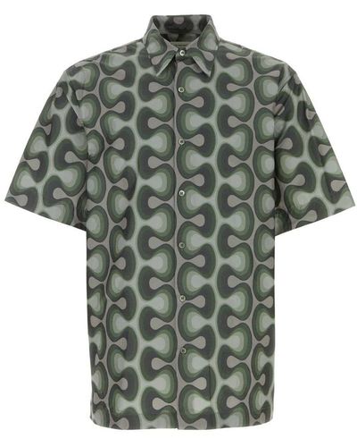 Dries Van Noten Short-sleeved Geometric Printed Shirt - Green