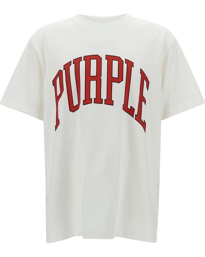 Purple Brand Oversized T-Shirt With Logo Lettering Print - White