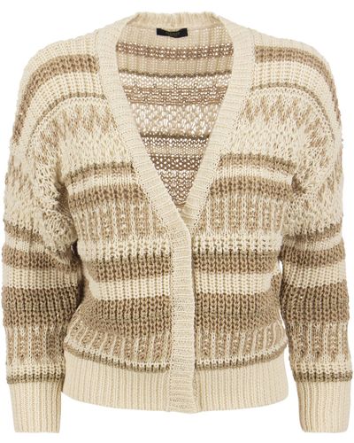 Peserico Long Sleeve Yarn Inlaid Cardigan - Natural