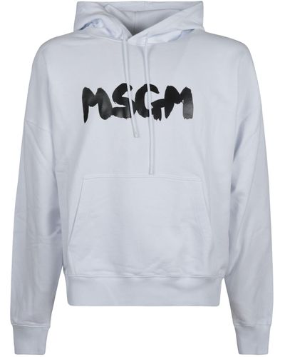 MSGM Logo Print Hoodie - Gray