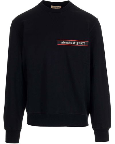 Alexander McQueen Logo Tape Long Sleeve Sweatshirt - Black