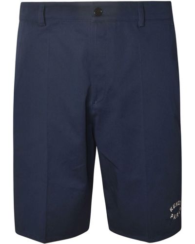 KENZO Logo Embroidered Shorts - Blue