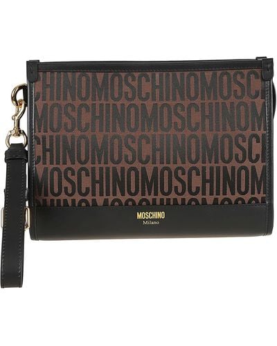 Moschino Monogrammed Clutch Bag - Black