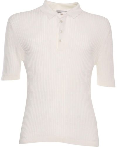 SETTEFILI CASHMERE Ribbed Polo Shirt - White