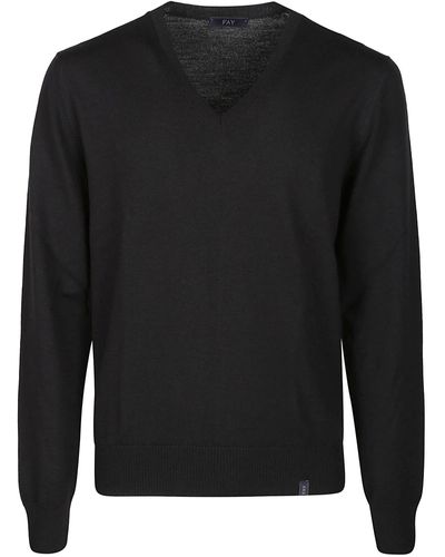Fay V-Neck Sweater - Black