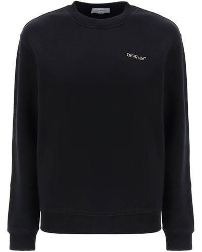 Off-White c/o Virgil Abloh 'Embroidered Diagonal Tab Sweatshirt, Long Sleeves, , 100% Cotton, Size: Small - Black