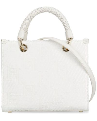 Elisabetta Franchi Raffia Bag With Charms - White