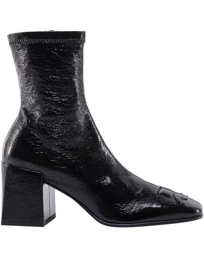 Courreges Squared Toe Wide Heel Closure With Zip Boots - Black