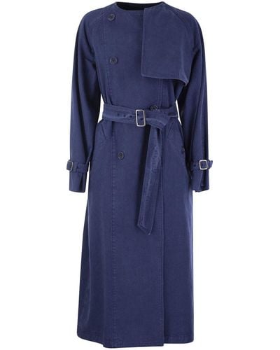 Max Mara Belted Double-breasted Trench Coat - Blue