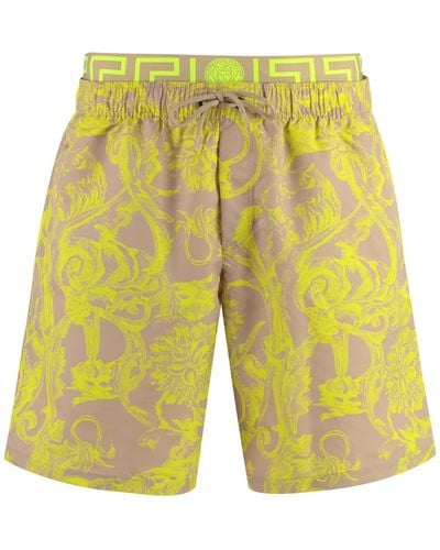 Versace Barocco-print Swim Shorts - Yellow