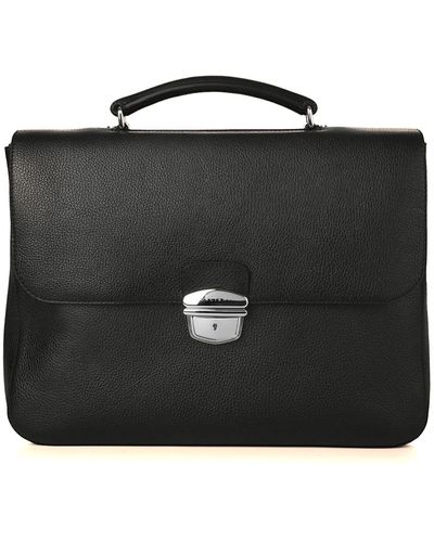 Orciani Black Leather Large Briefcase